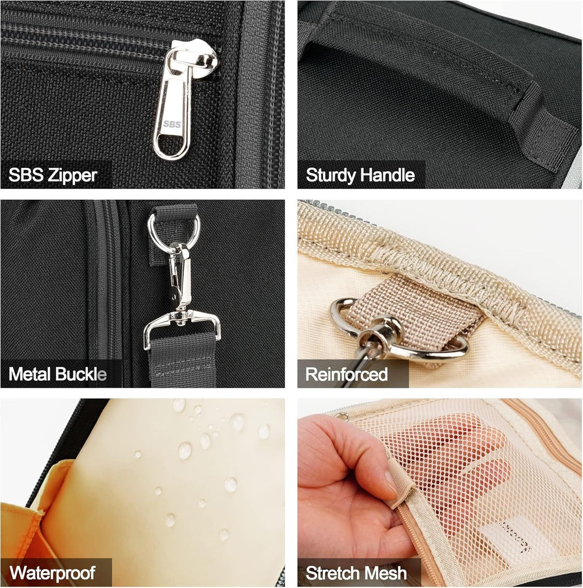 Travel Hanging Toiletry Bag with 6 Compartments Waterproof Organizer for Women & Men