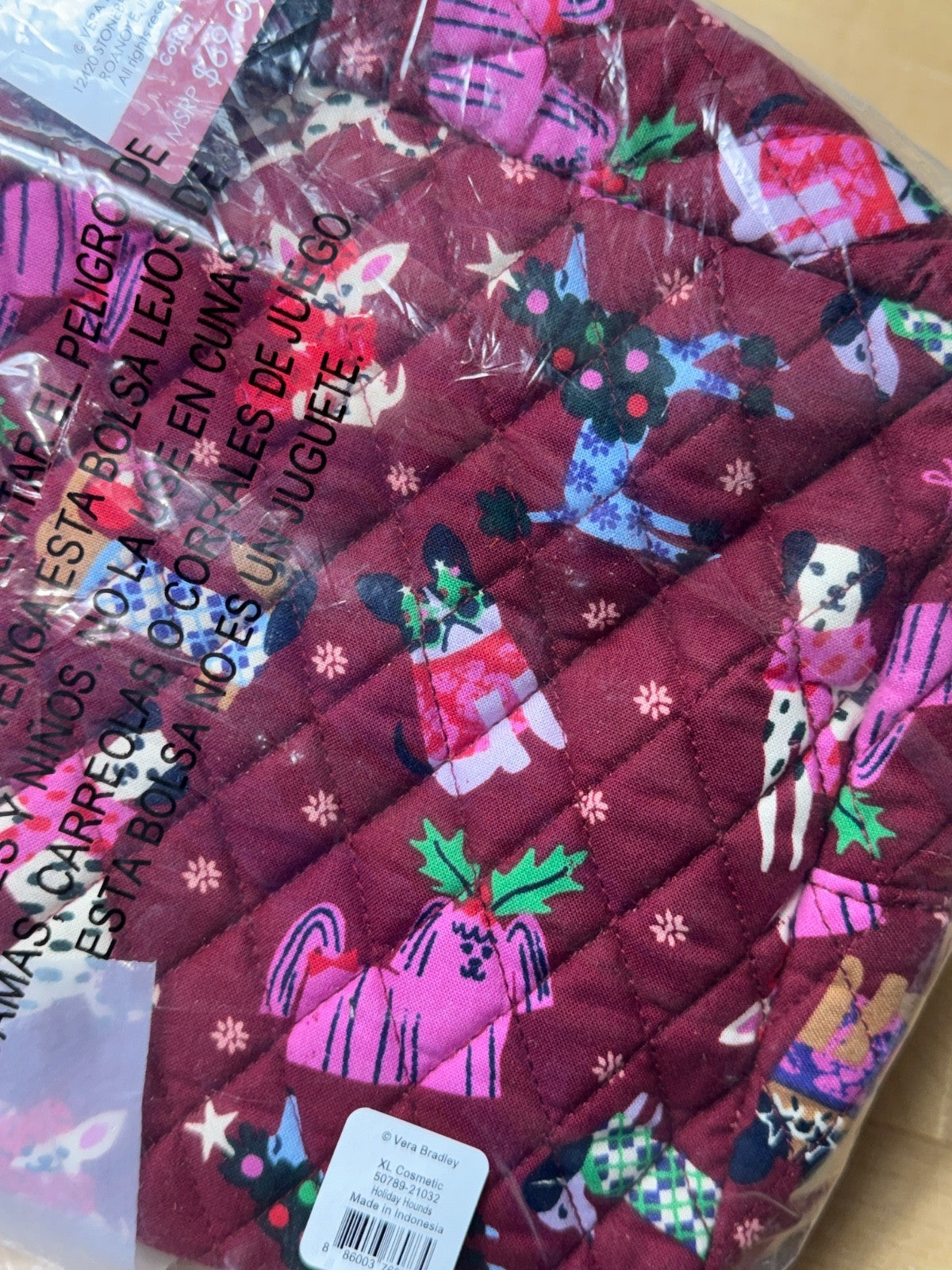 Vera Bradley Cosmetic Bag Holiday Hounds Dogs NWT