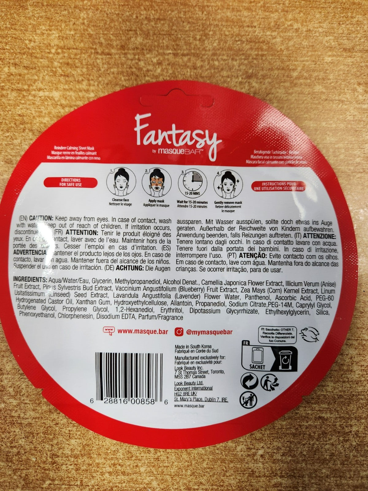 6 Pack Fantasy Reindeer & Penguin Facial Sheet Masks with Natural Extracts