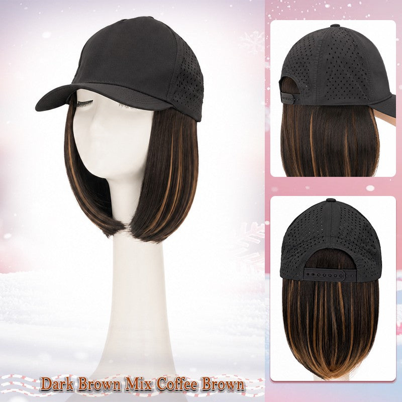 Unisex Wavy Long Hair Beret Cap with Synthetic Hair - Casual Hat Wig