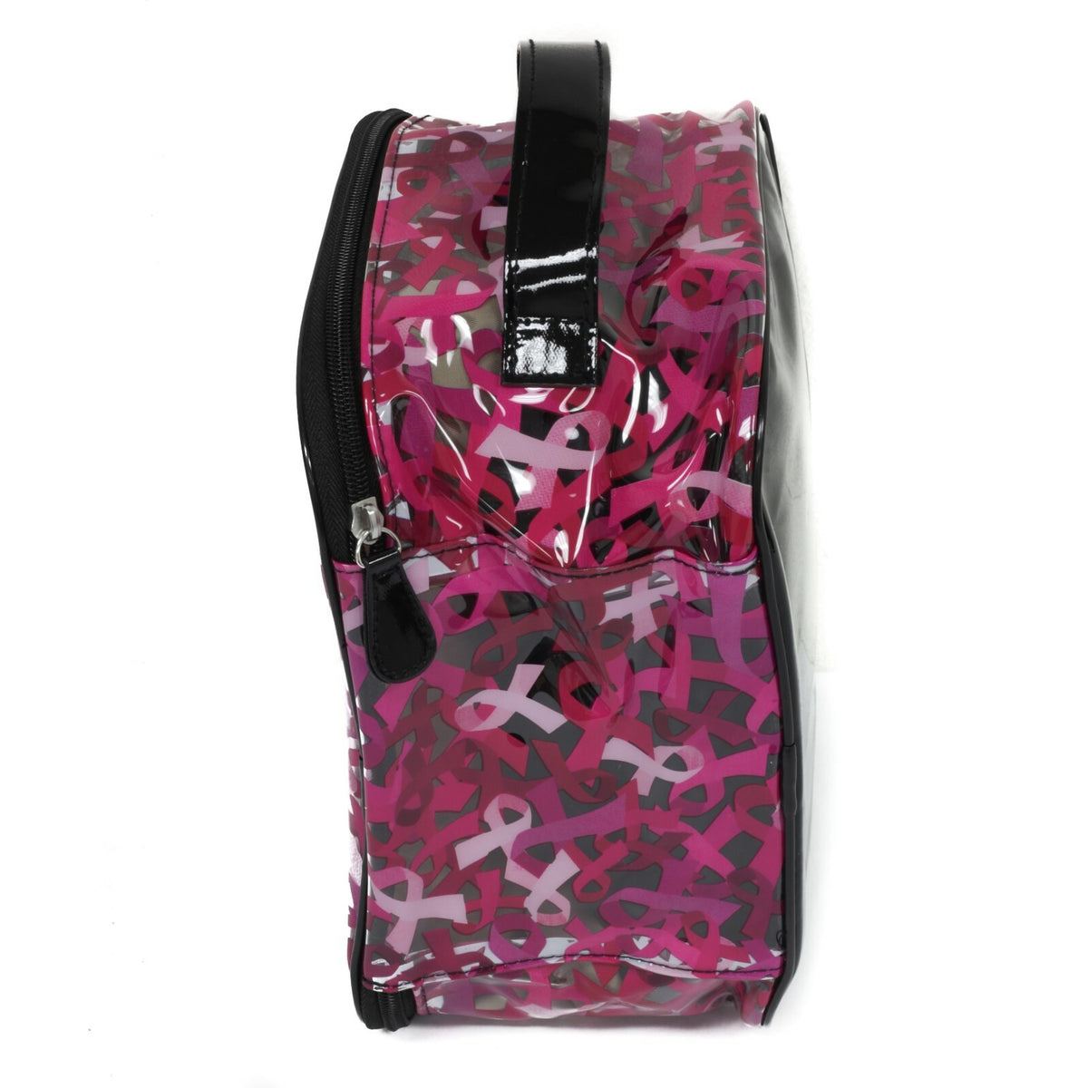Breast Cancer Awareness Makeup Bag with Pink Ribbons - Support Cause, 10x8x5 Inch