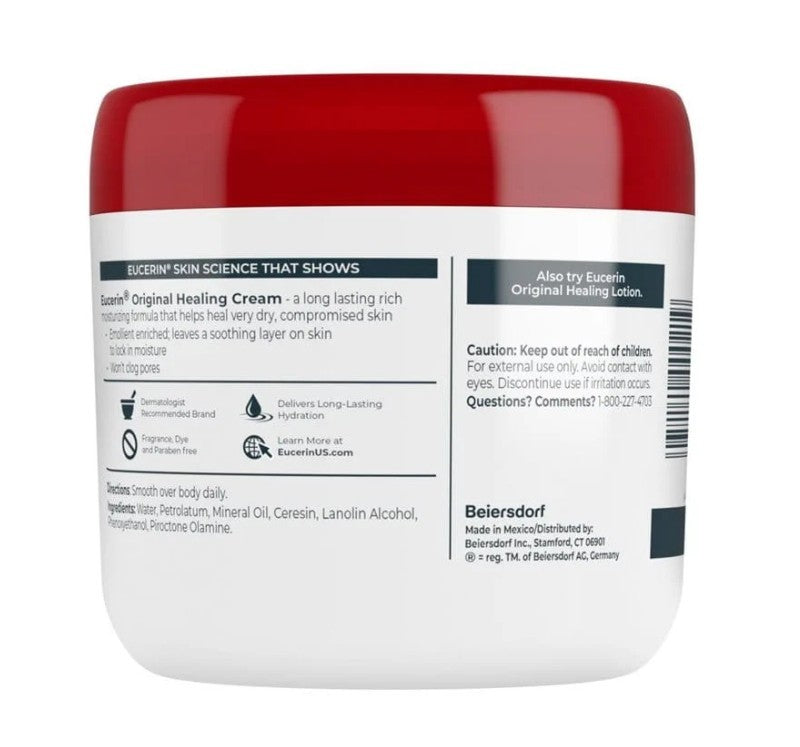 4 Pack Eucerin Original Healing Creme Jar, Unscented, 16 oz