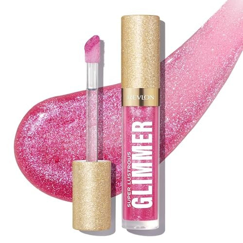 Revlon Super Lustrous Glimmer Lip Gloss - Rose Glow, Hydrating & High-Shine, 0.13 fl oz