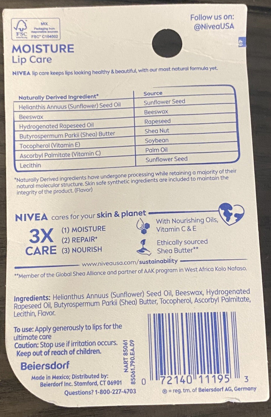 NIVEA Moisture Lip Care Set - 3 Pack Hydrating Lip Balm