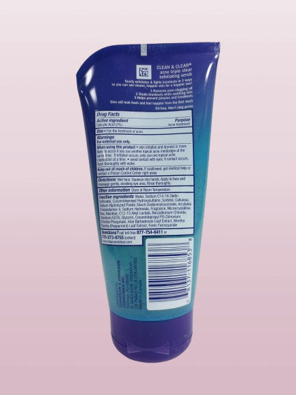 CLEAN & CLEAR ACNE TRIPLE EXFOLIATING SCRUB 5 OZ TREATMENT LOT OF 2