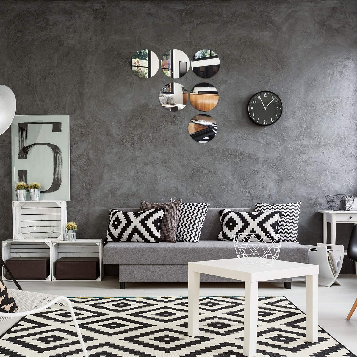 8-Inch Acrylic Round Mirrors Pack - Self-Adhesive Wall Decor, Safe & Durable