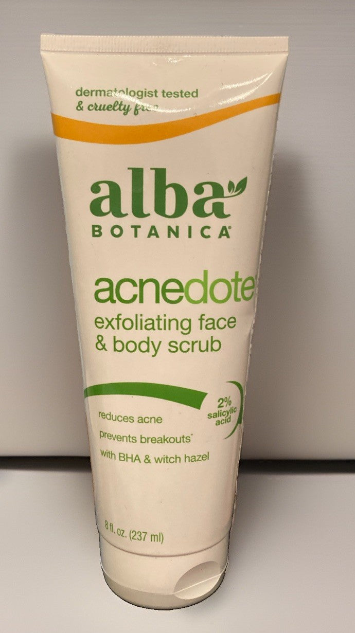 Alba Botanica Acne Dote Face Body Scrub Oil-Free 8 oz 227 g No