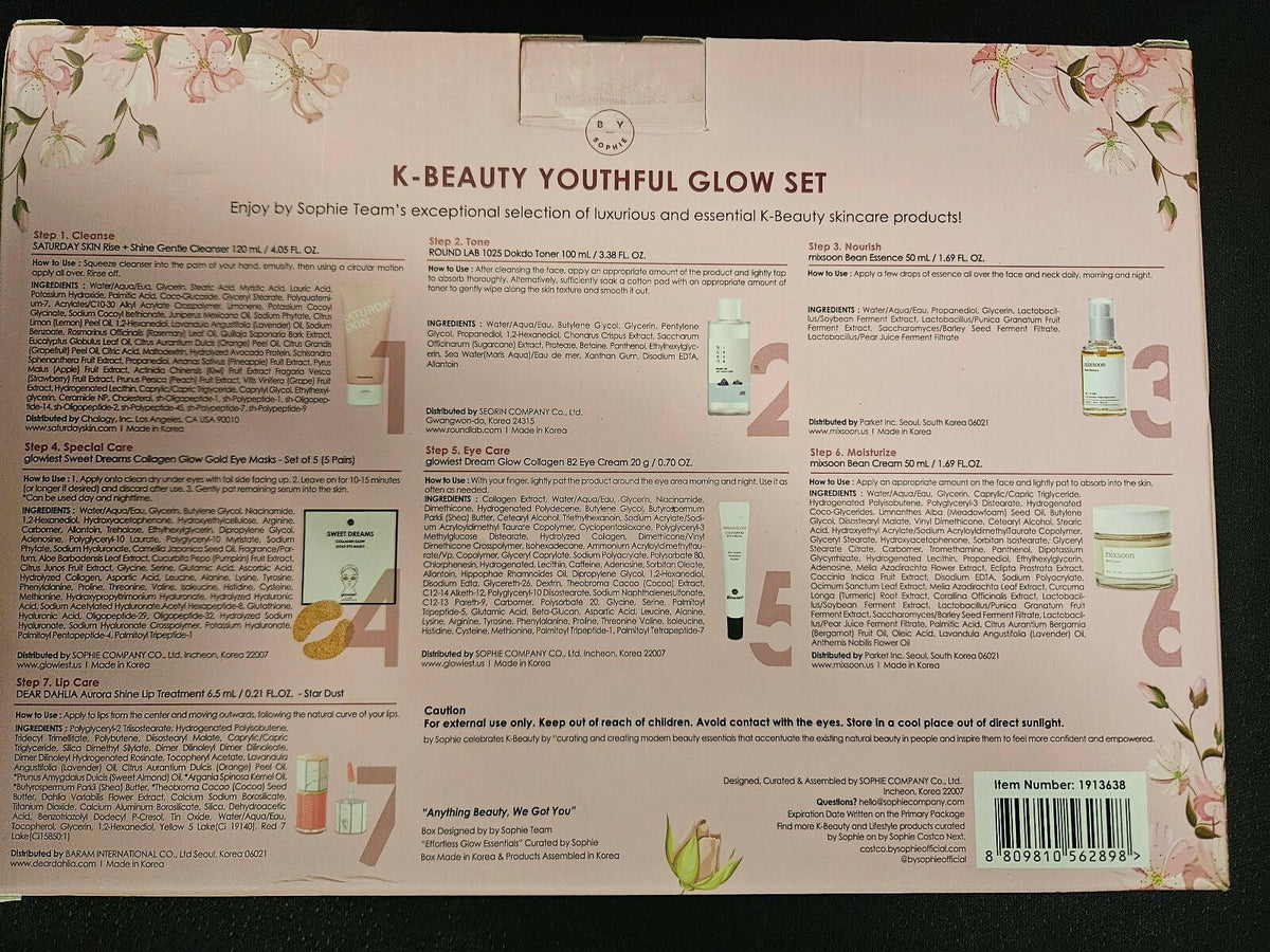 K-Beauty Youthful Glow Skincare Set - 7 Piece Hydrating & Brightening
