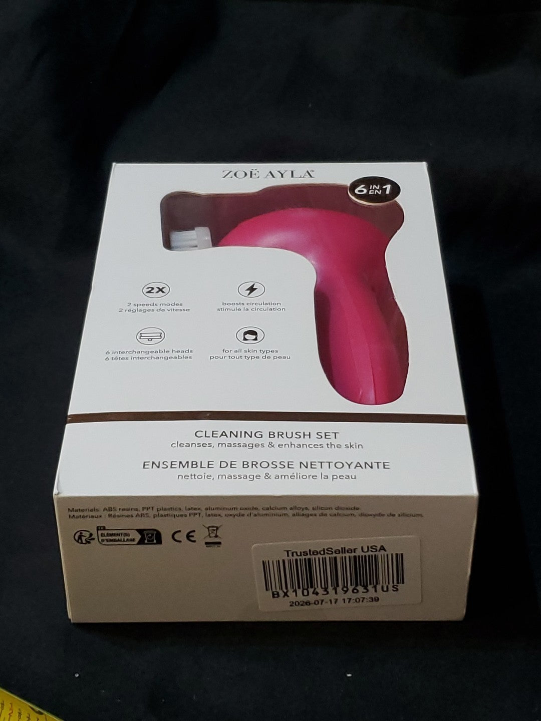 Electric Facial Cleansing Brush Set - 6-in-1 Pink Skin Care System