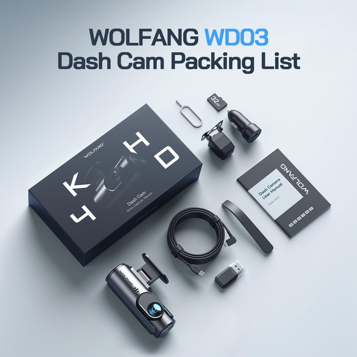 4K Dual Dash Cam with WiFi Night Vision Front & Rear Car Recorder