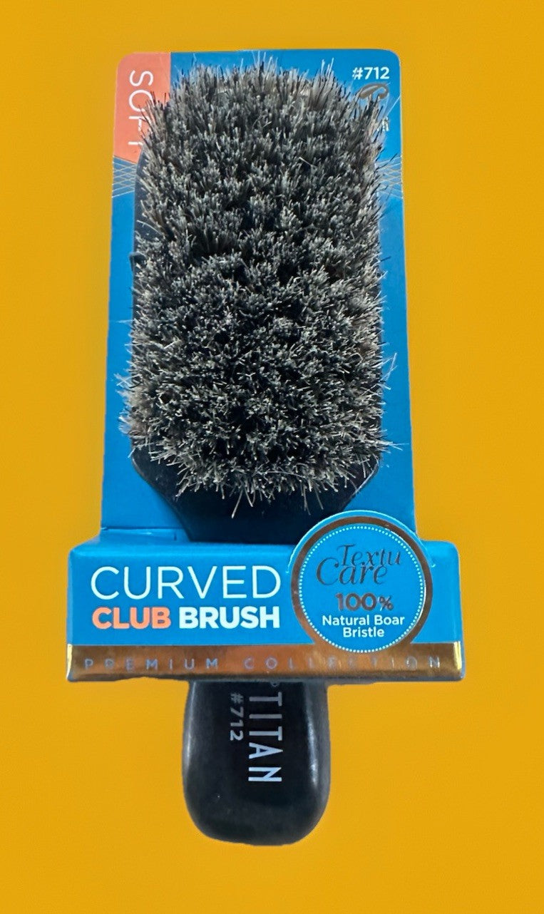 Titan Boar Bristle Curved Club Hairbrush - Soft TextuCare Styling Tool