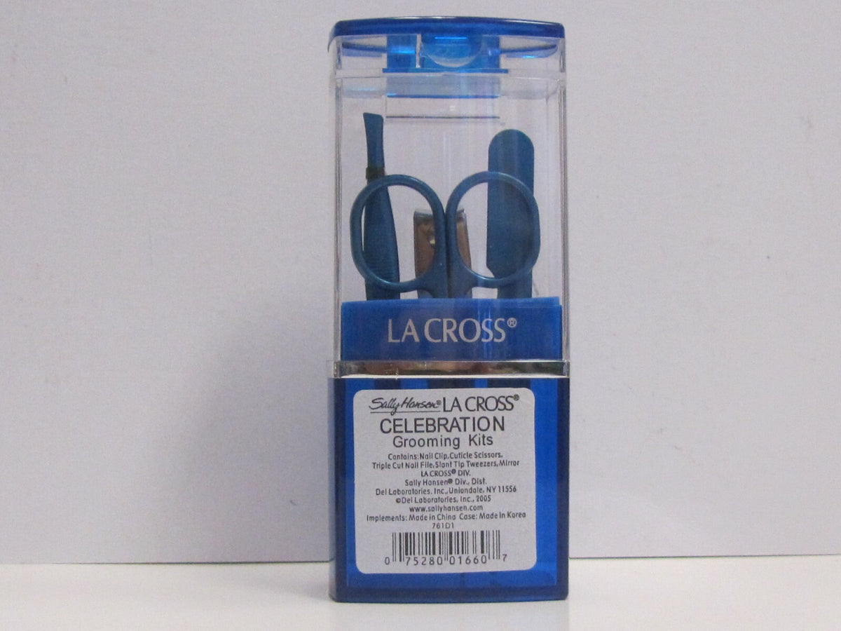 Grooming Kit with Nail Clippers, Cuticle Scissors & Mirror - Blue Case