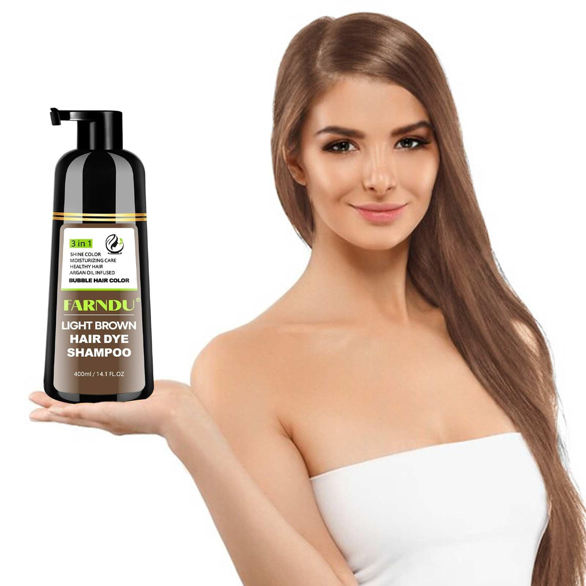 Light Brown Hair Dye Shampoo 3-in-1 Nourishing Hair Color for Gray Coverage