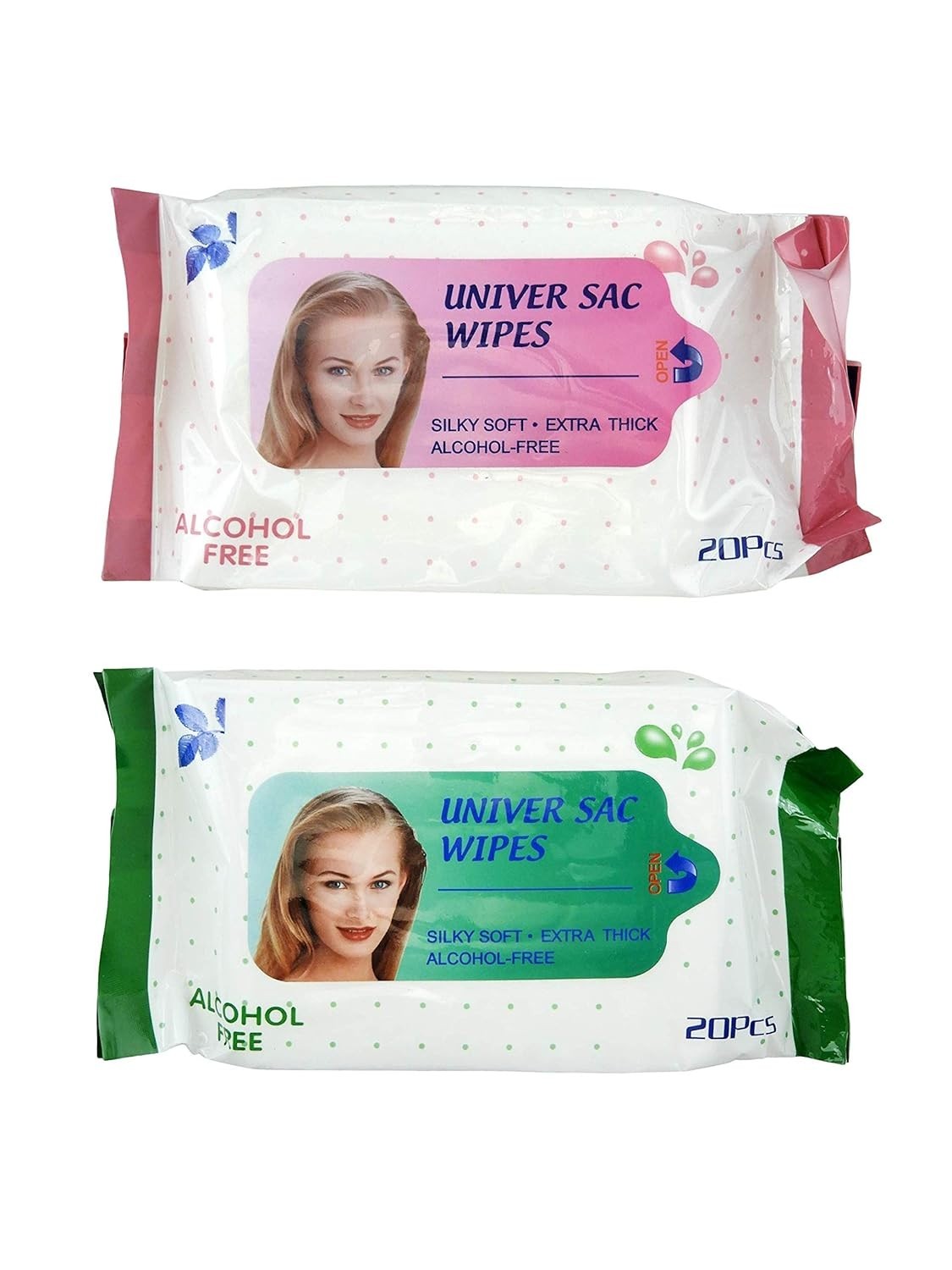 Personal Cleansing Wipes - Alcohol-Free Travel Size with Aloe & Lanolin - 4 Pack