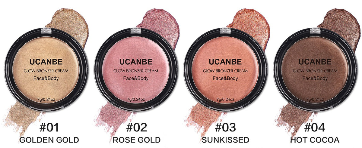 Cream Bronzer Palette for Face & Body - Natural Sun-Kissed Glow, 4 Shades