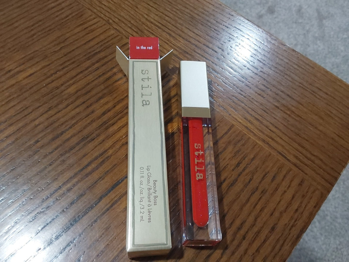 Lip Gloss - Vivid Red with Blue Shimmer, Long-Lasting & Hydrating