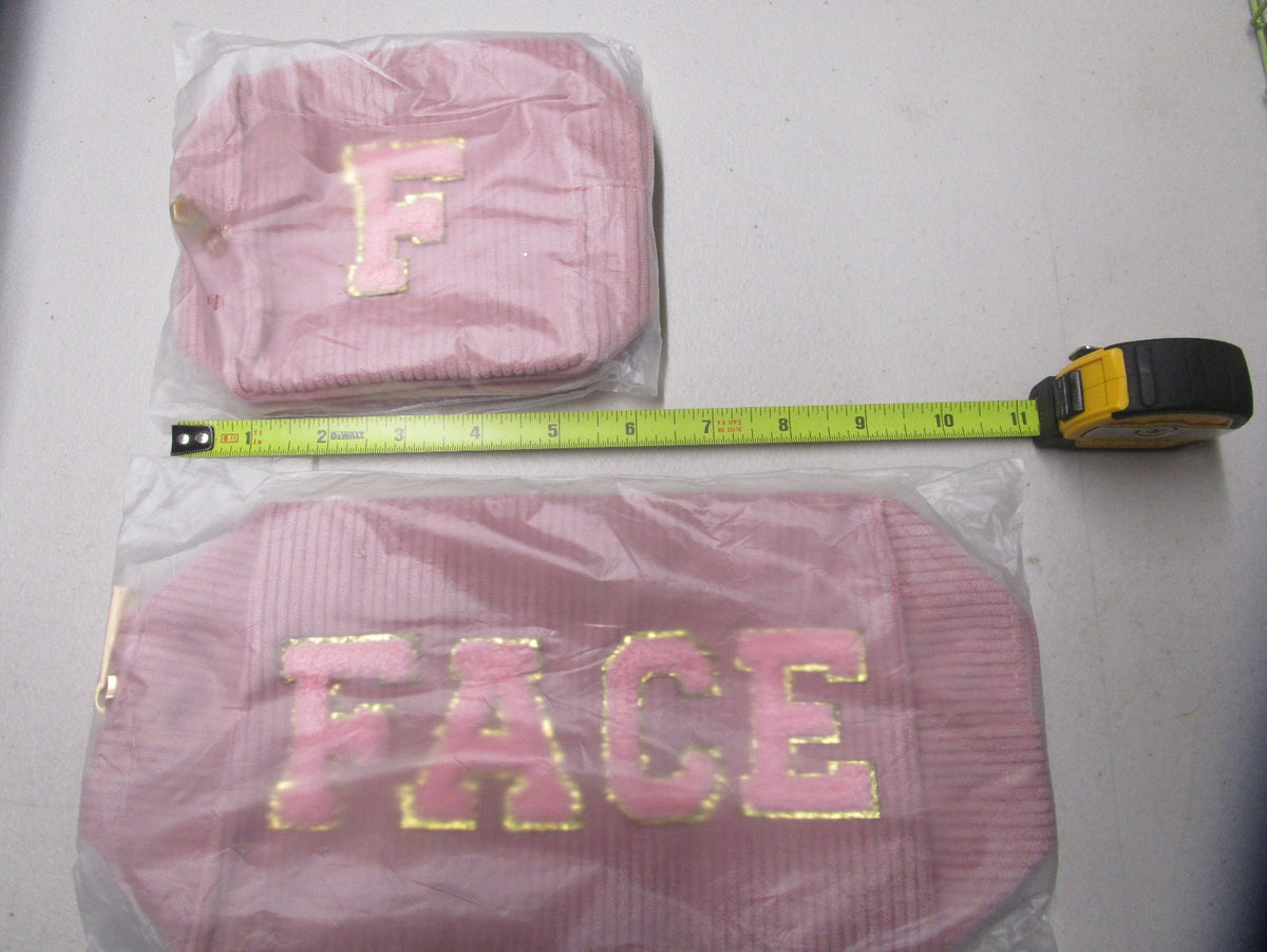 2-Pack Corduroy Makeup Bags for Travel and Organization - Cute Cosmetic Bags for Women and Girls