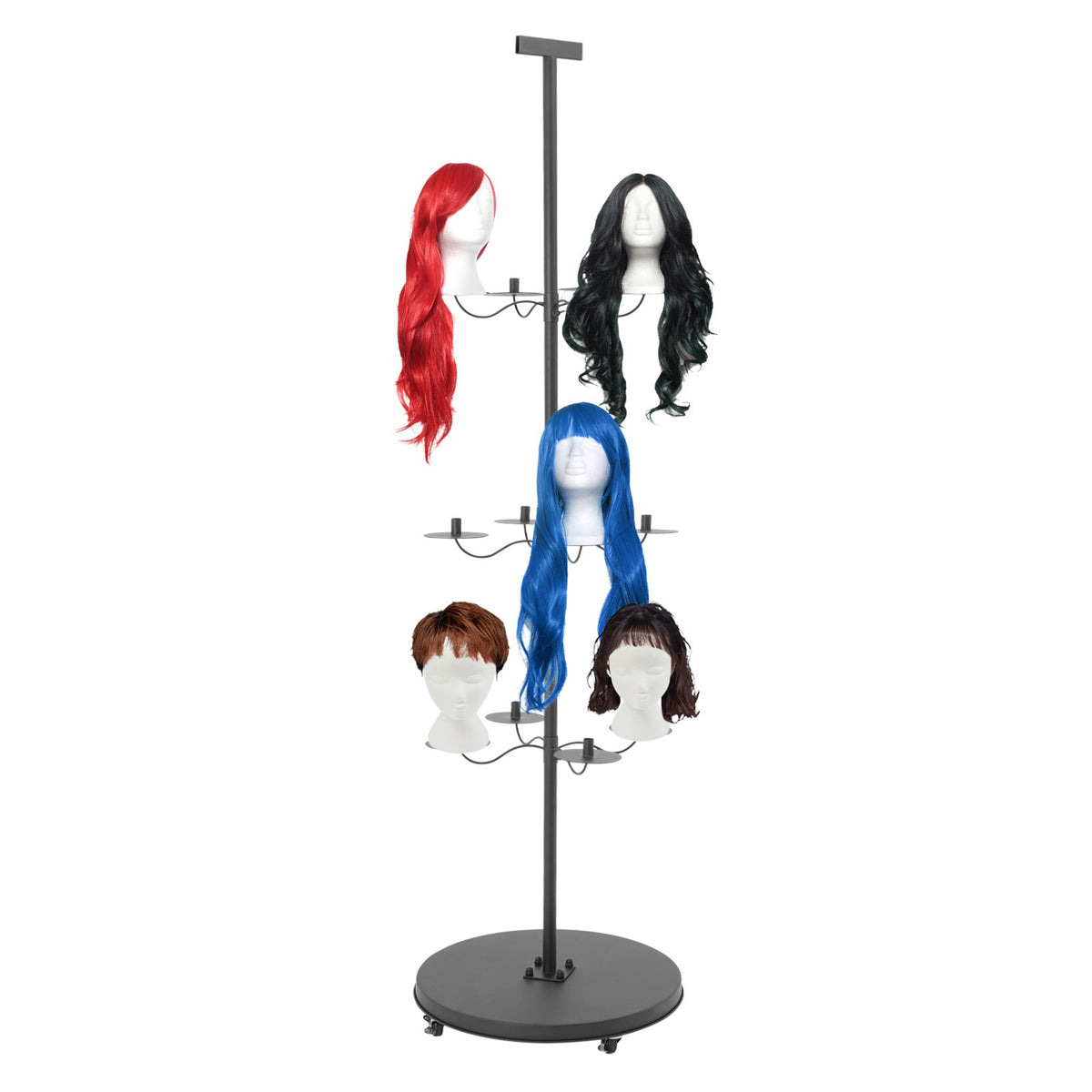 12-Head Wig Display Stand Rack, 19.69x70.08in Portable Wig Holder