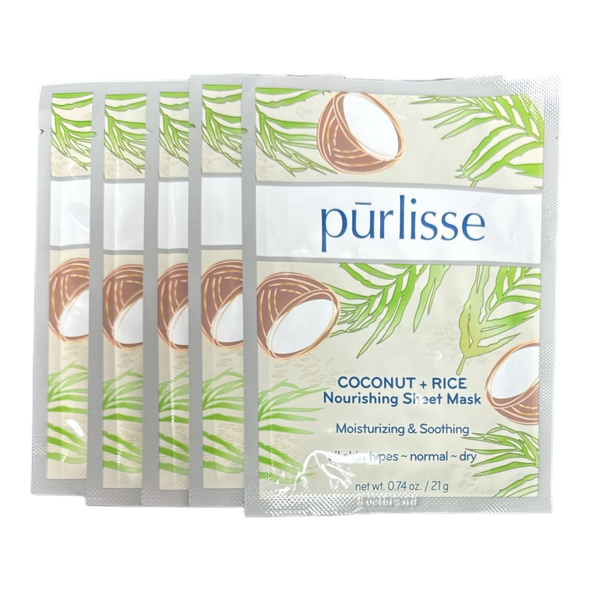 Coconut + Rice Nourishing Sheet Mask (0.74oz) - Pack of 5