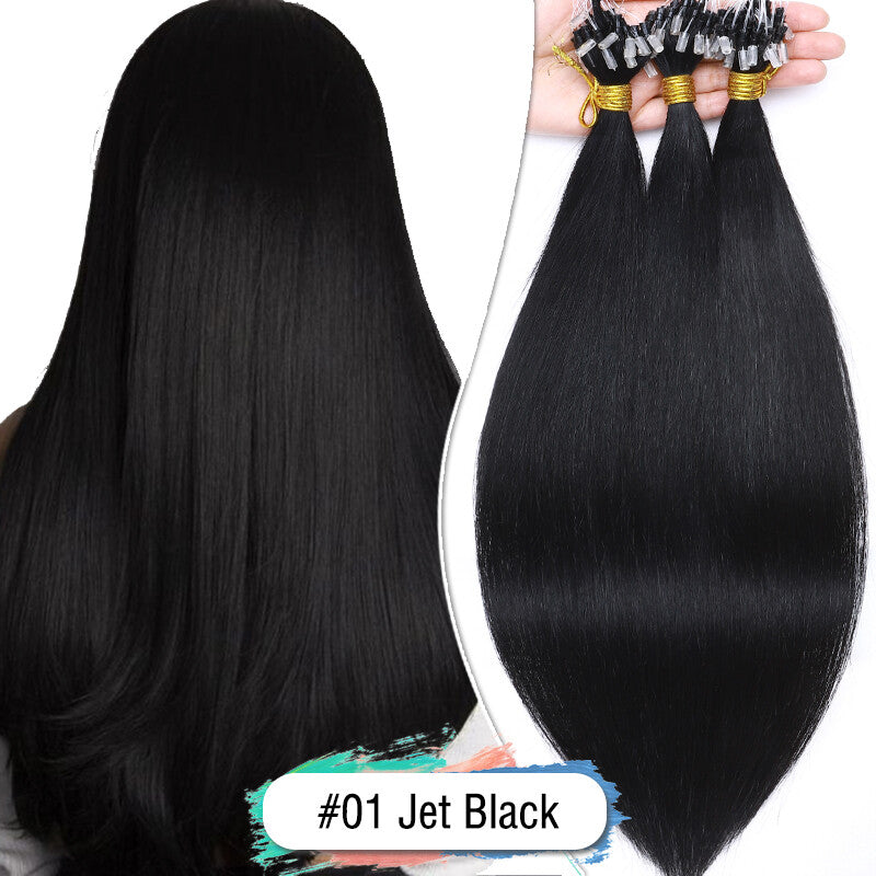 Micro Loop Ring Beads Hair Extensions 100% Remy Human Hair Full Head