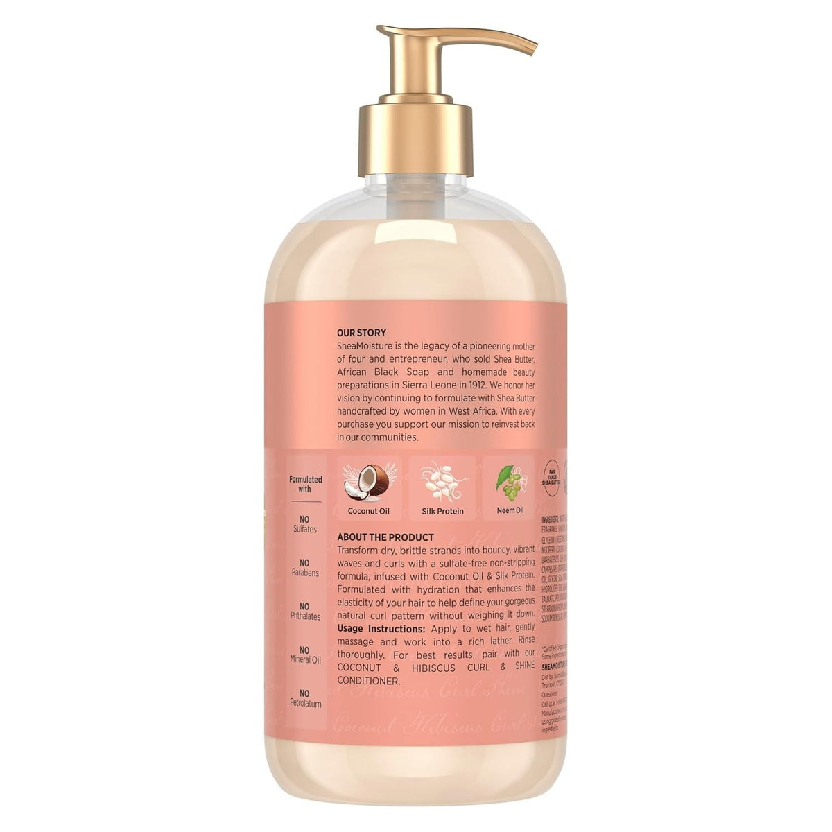 Curl-Defining Coconut & Hibiscus Shampoo for Moisturizing & Strengthening
