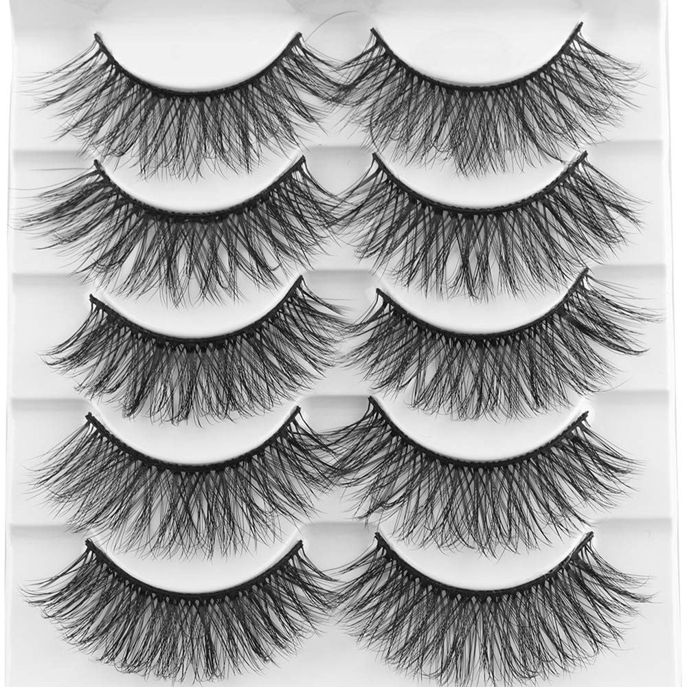 3D Mink False Eyelashes Natural Wispy 10 Pairs - Handcrafted for Glamorous Look