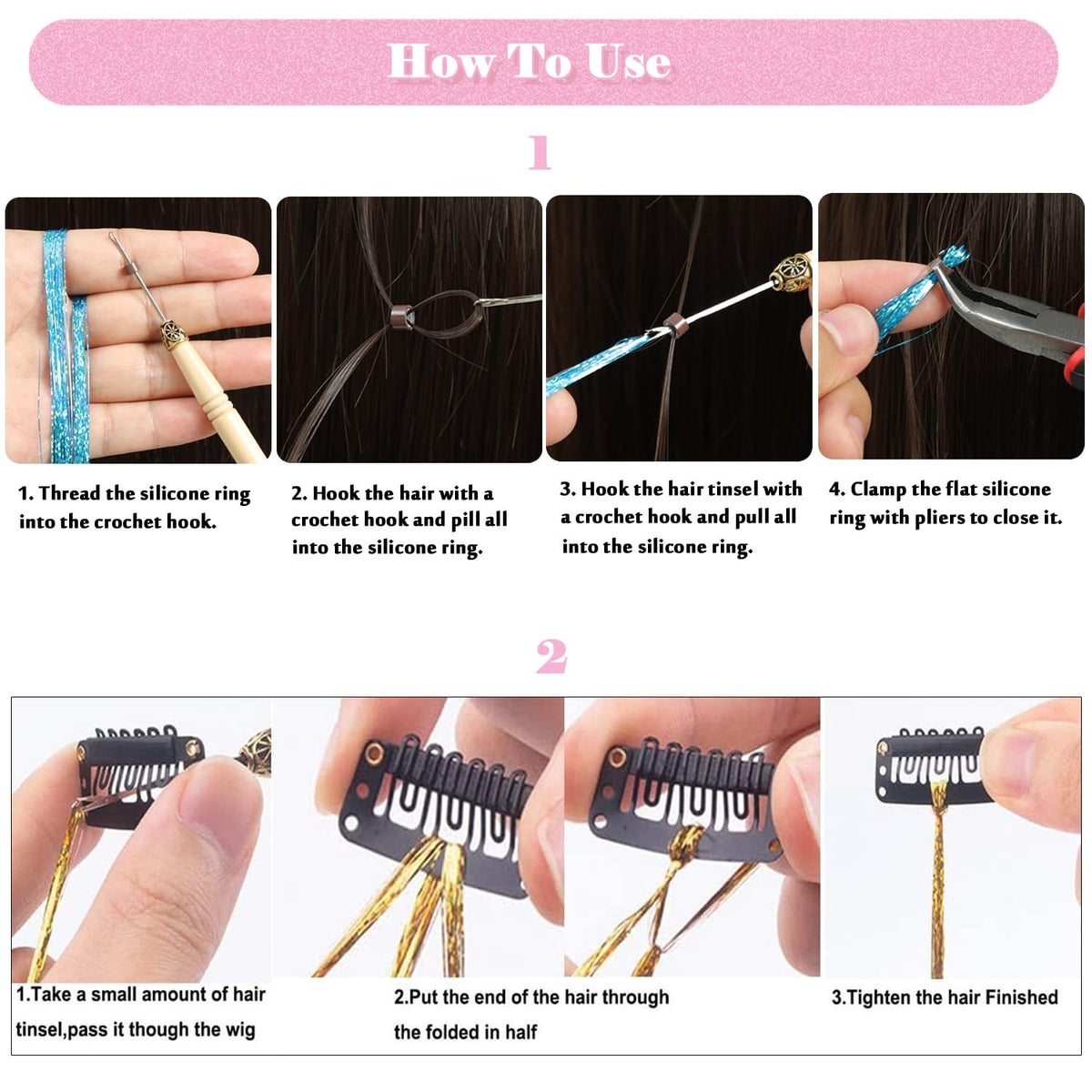 Nineibei 22 Colors Hair Tinsel Kit, 8800 Strands 48 Inch Inch,