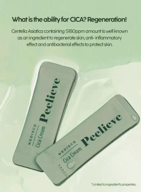 Medisco Peelieve Cica Cream Sachet - Skin Regeneration & Moisturizer for Face and Neck