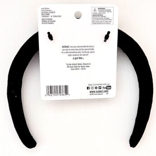 Scunci Real Style Soft Velvet Black Headband #70365