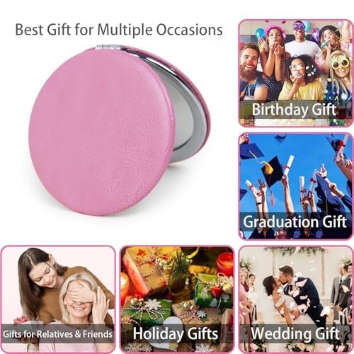 Mini Double-Sided Compact Mirror for Purse - 2 Pack 2.8 Inch Makeup & Travel Mirror
