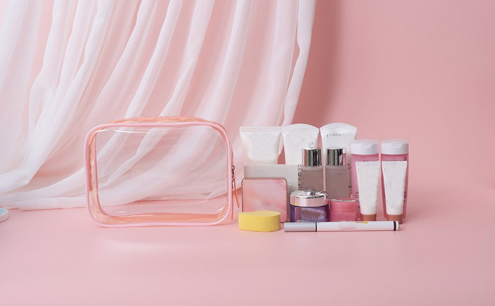 Clear TSA Approved Travel Toiletry Bag - Small Waterproof Cosmetic Organizer