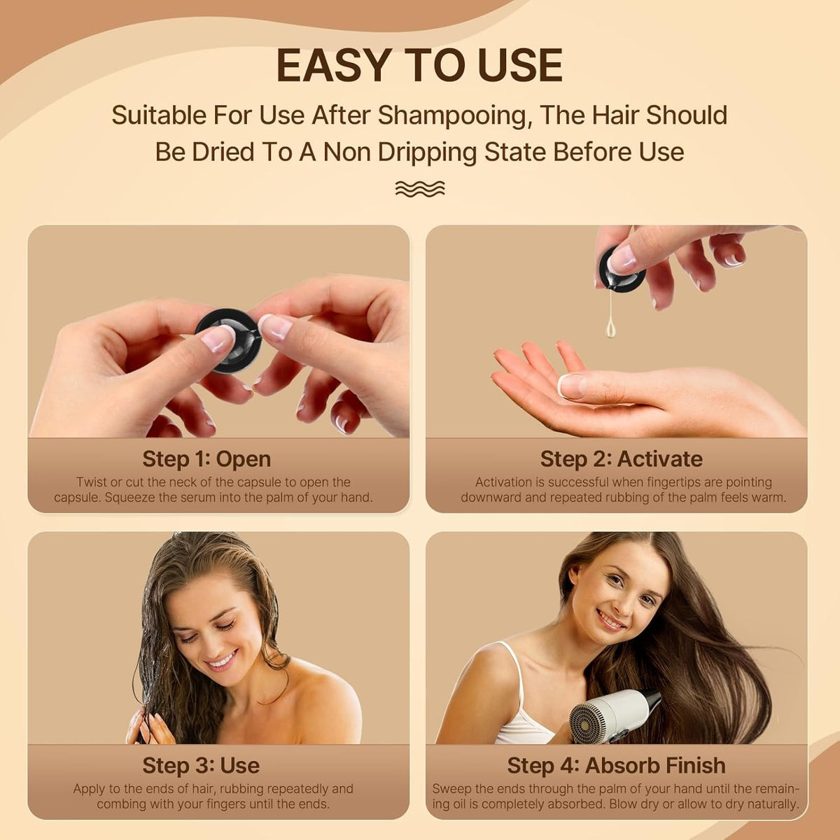 Hair Treatment Serum Capsules with Argan Macadamia Avocado Oils & Vitamins