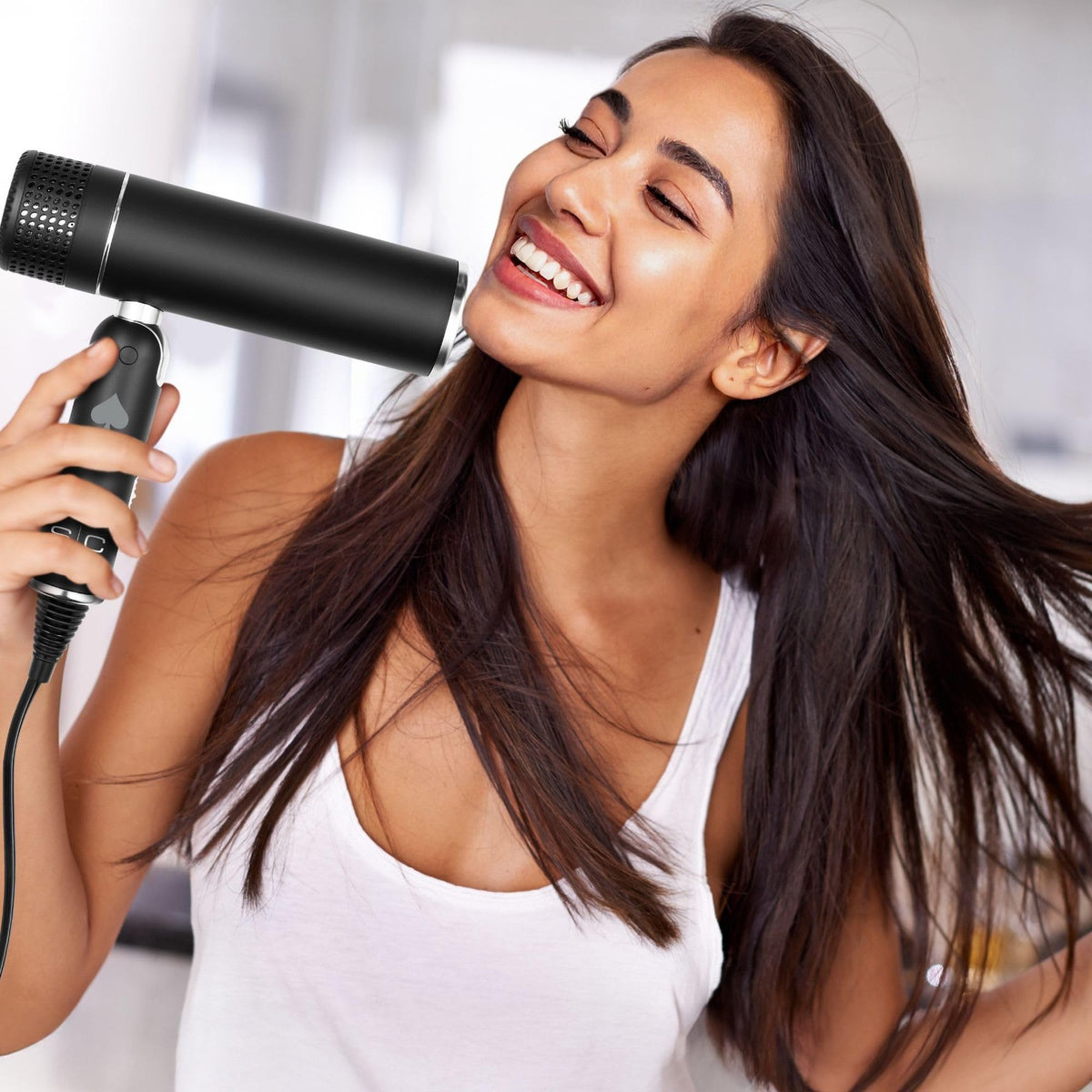 Foldable Lightweight Hair Dryer with Powerful Motor - Black