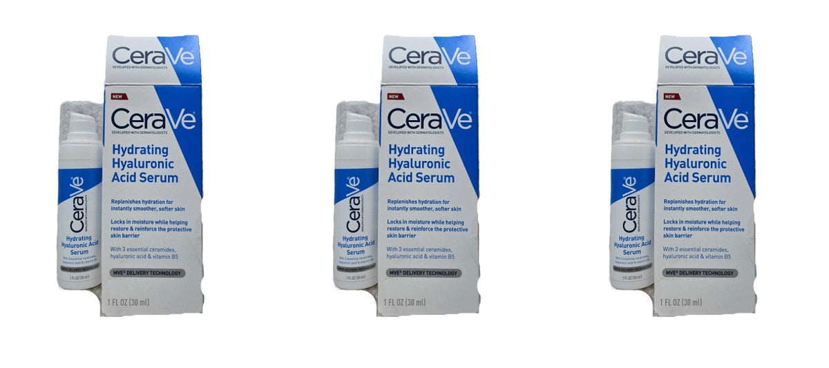 CeraVe Hydrating Face Serum Pack - 3 x 30ml Hyaluronic Acid Lightweight