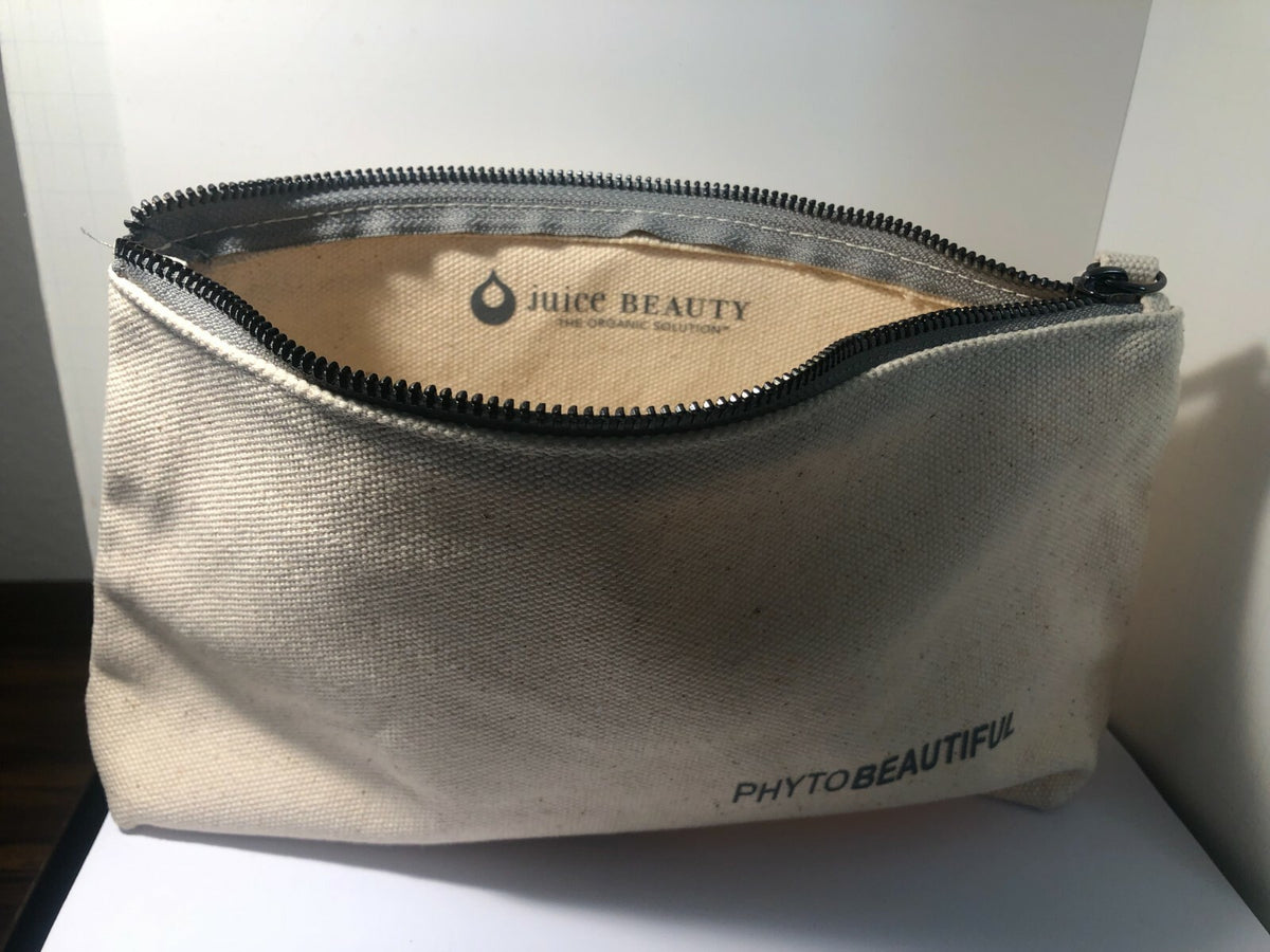 Textured Ivory Cosmetic Bag for Makeup and Toiletries