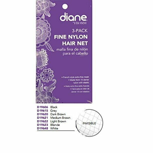 Diane 3-Pack Fine Nylon Hair Net French Elastic Dark Brown
