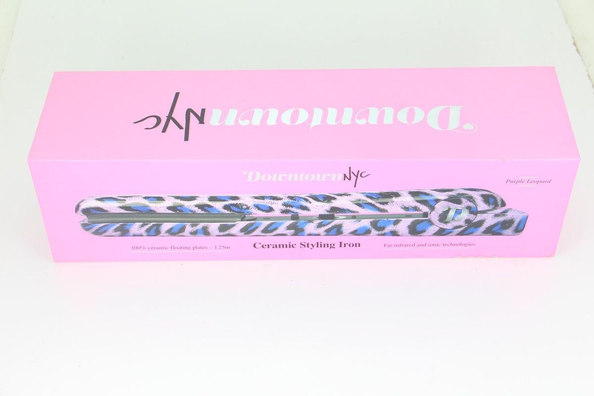 Ceramic Hair Styling Iron 1.25-Inch 176°F to 450°F Purple Leopard