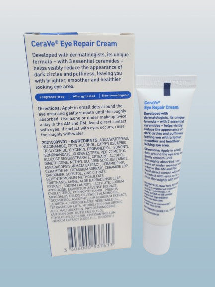 CeraVe Eye Repair Cream for Dark Circles & Puffiness - 0.5 oz Pack of 2