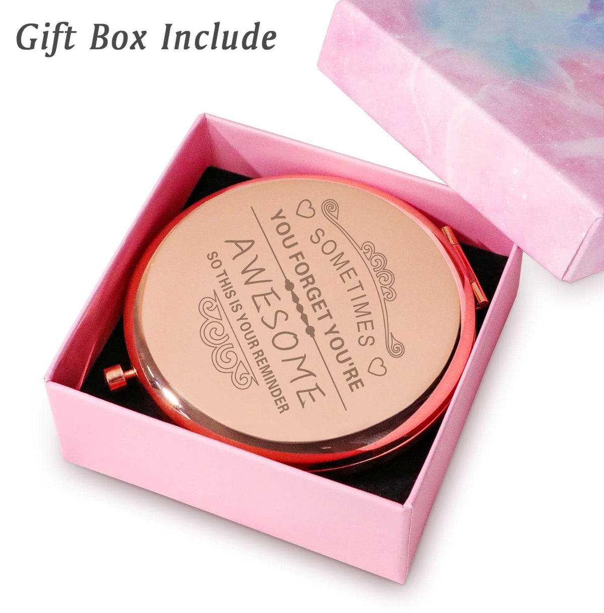 Personalized Compact Mirror - Inspirational Gift for Women & Girls - Stainless Steel, 2.5 Inch