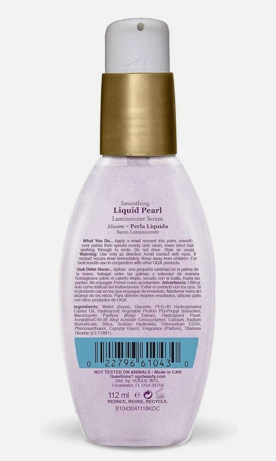 OGX Liquid Pearl Luminescent Serum - Smoothing Hair Treatment 3.8 fl oz