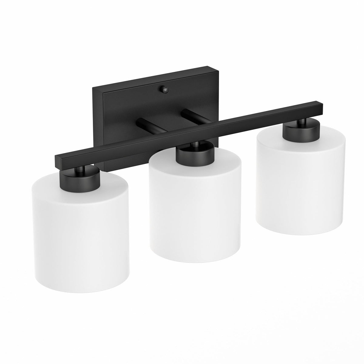 Black Bathroom Vanity Light Fixture - 3 LED Frosted Glass Wall Sconce