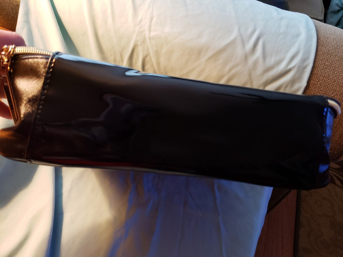 Large Black Faux Leather Train Case with Pink Scarf Travel Organizer