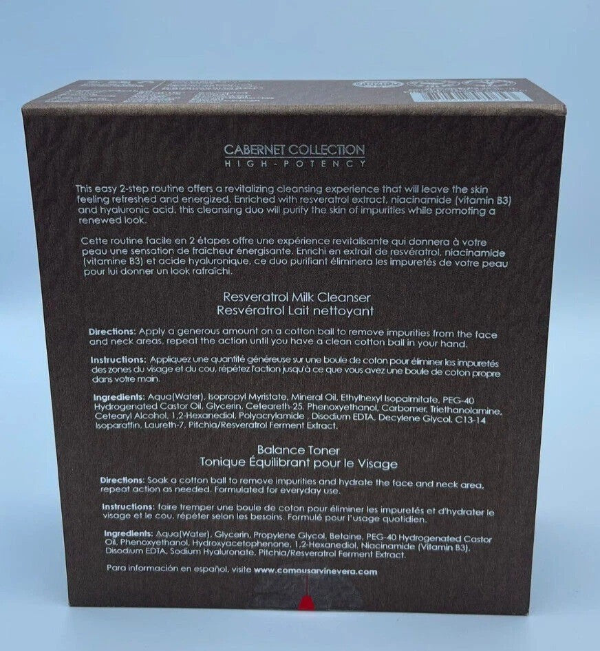 Resveratrol Cabernet Milk Cleanser & Balance Toner Set - 60ml Each