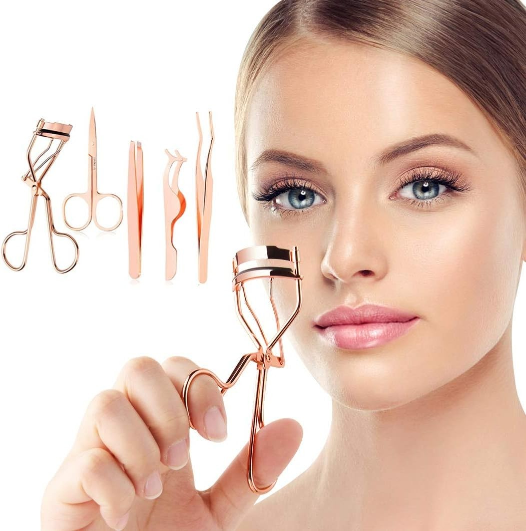 5-Piece Stainless Steel Eyelash & Eyebrow Grooming Kit for Women