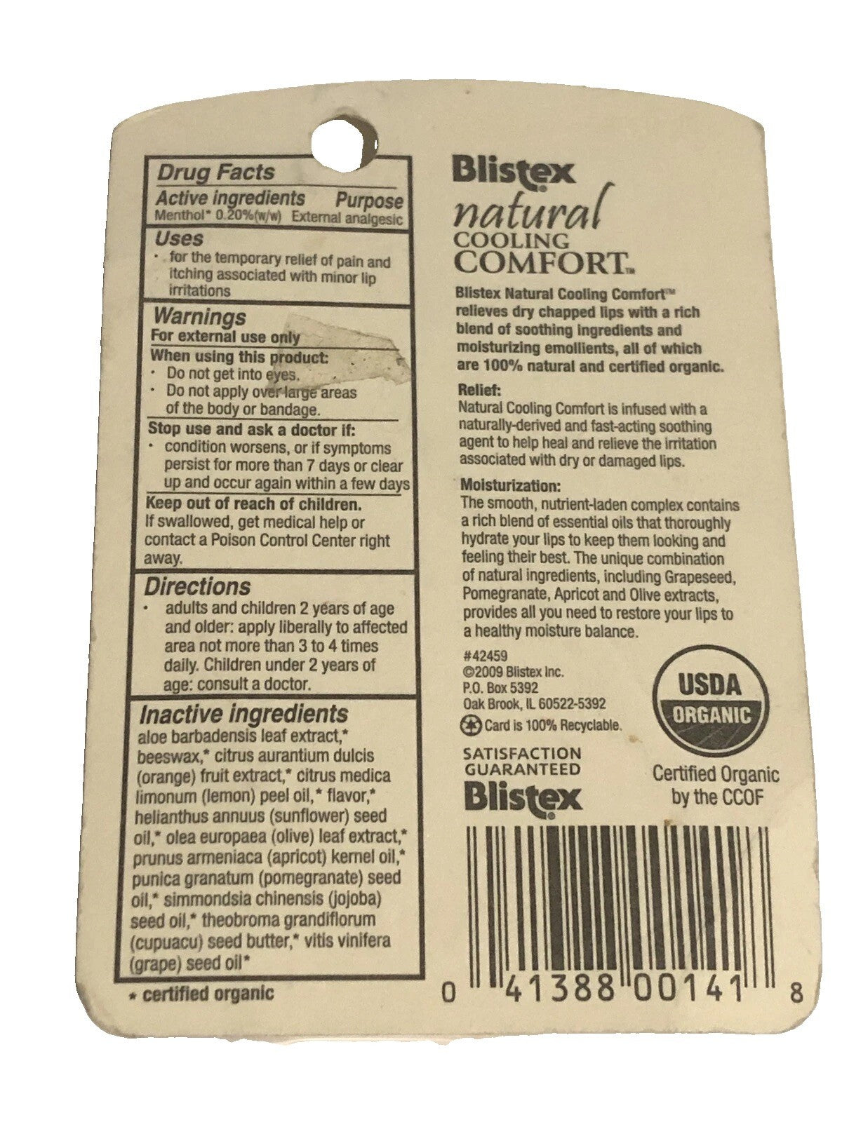 Organic Cooling Lip Balm Set - Natural Mint & Vanilla Flavors, 2 Pack