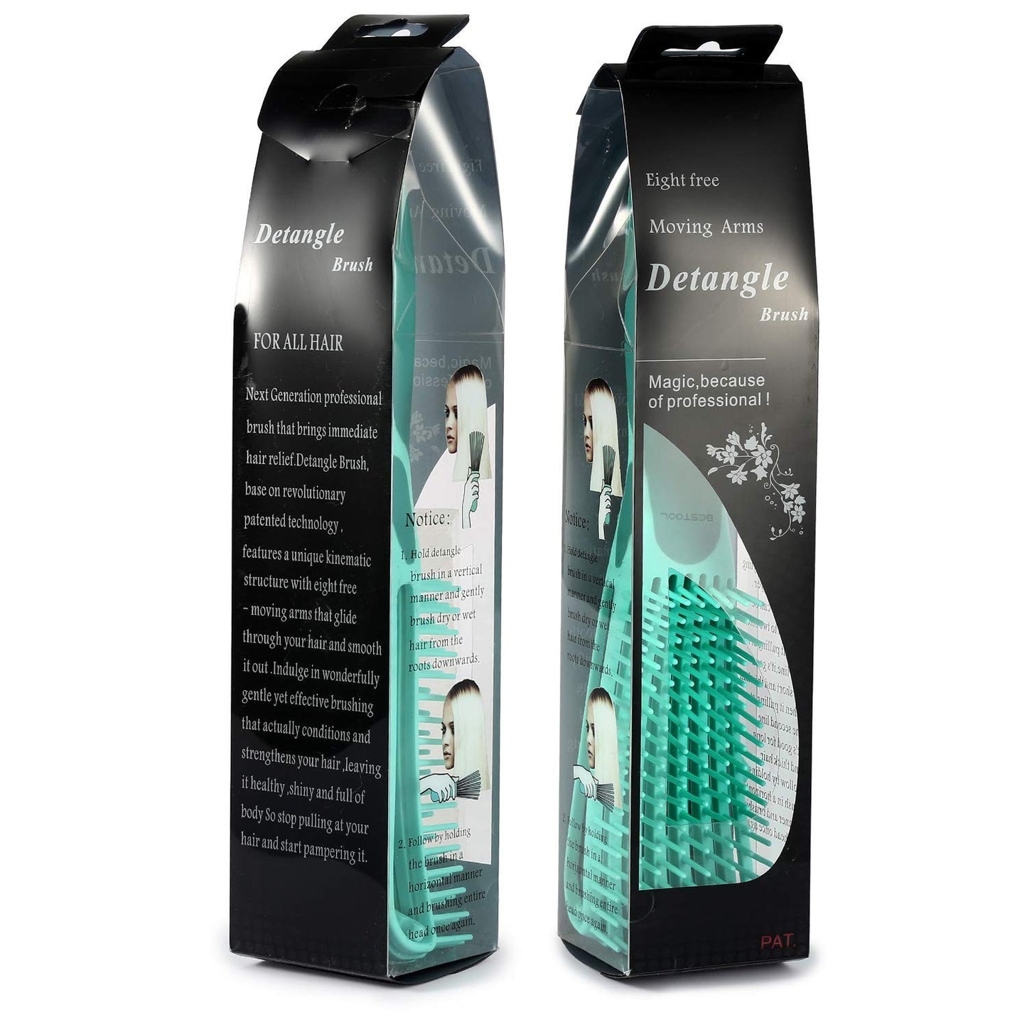 Detangling Brush for Black Natural Hair - Tangle-Free, Eco-Friendly Green Design