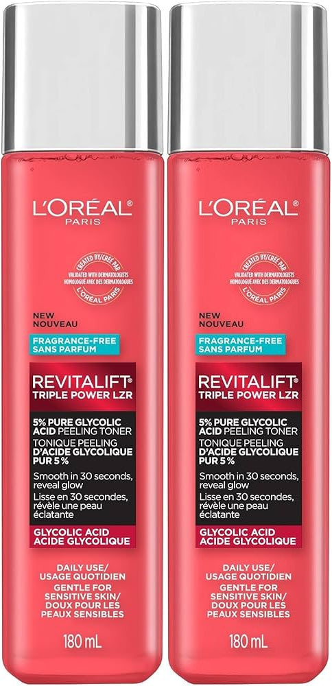 Glycolic Acid Toner 2 Pack - 6oz Daily Skincare Set for Smooth Skin