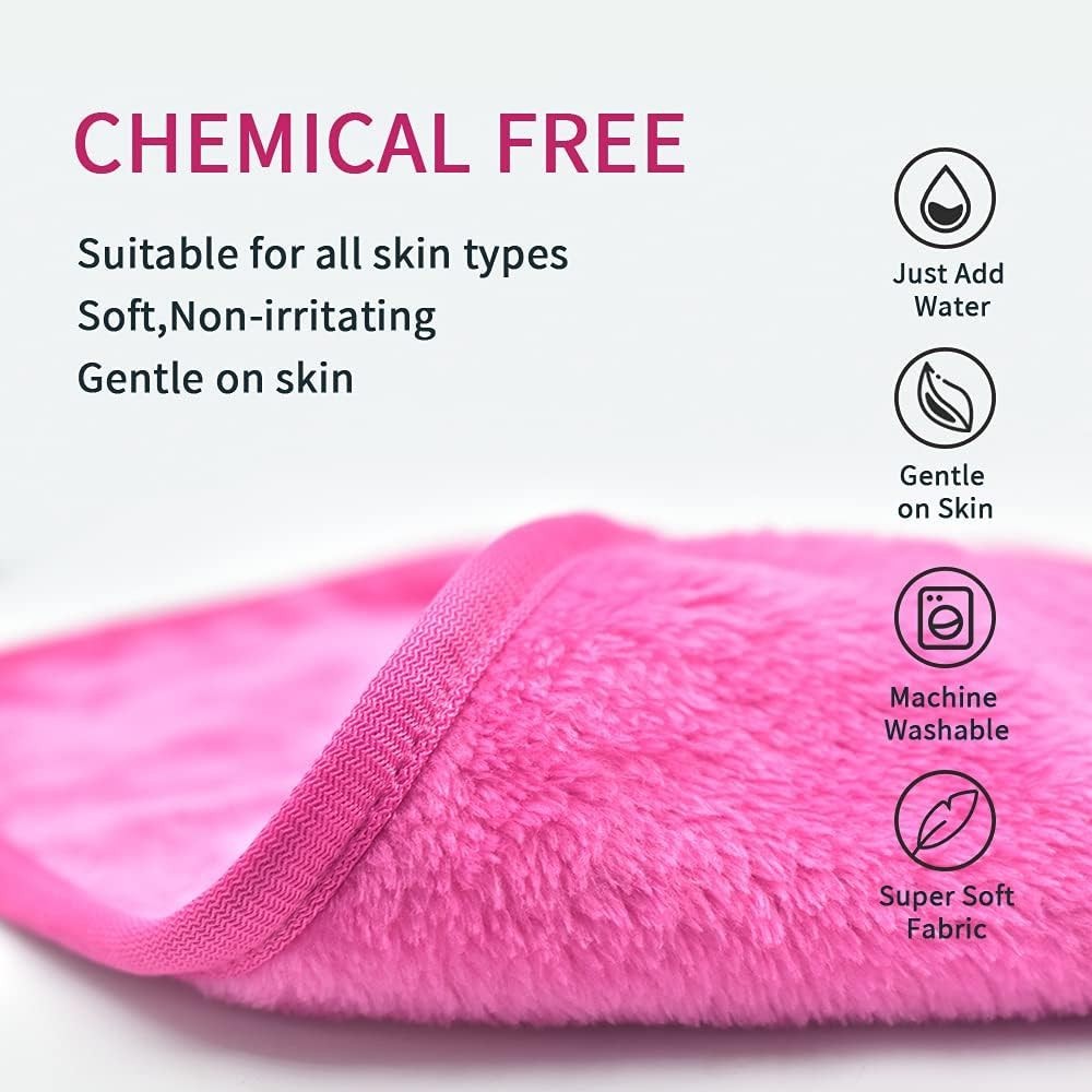 Reusable Microfiber Makeup Remover Cloths Set - Soft Quick-Dry Face Wash Towels