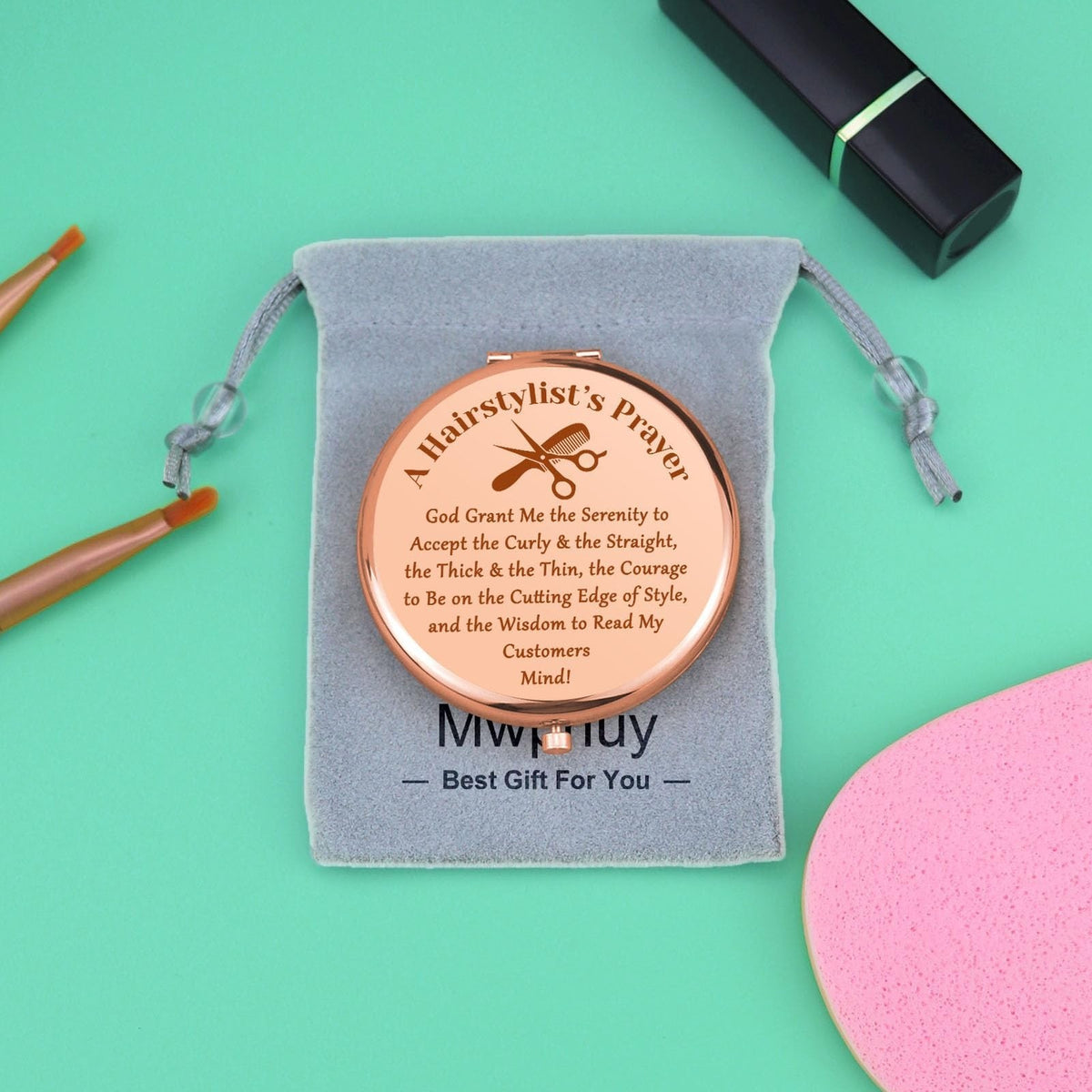 Compact Makeup Mirror for Hairdressers with Magnification - Inspirational Gift for Women