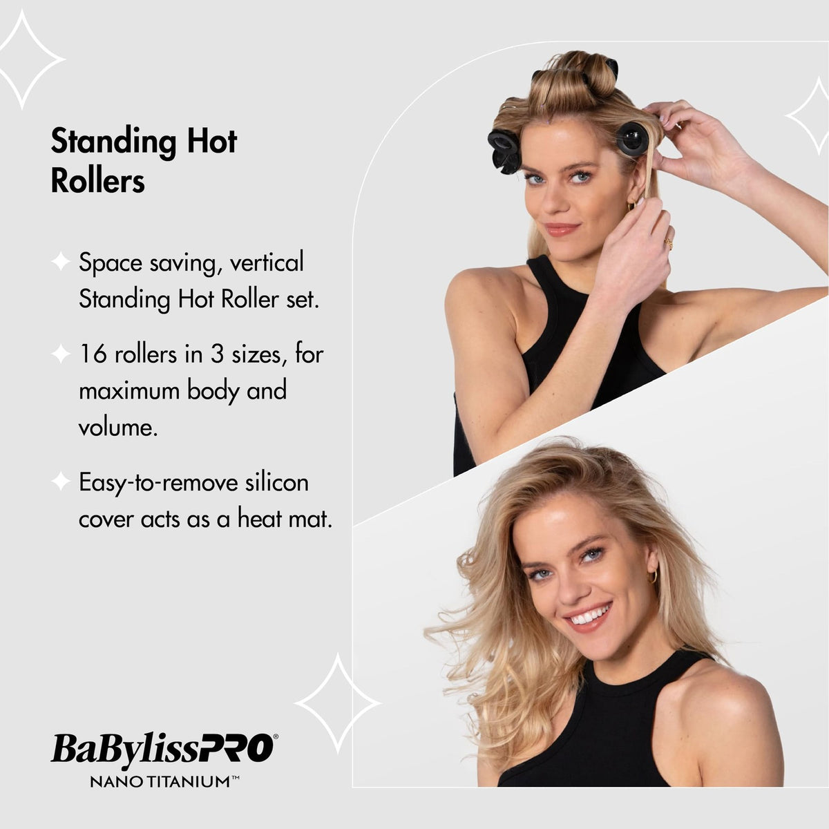 Standing Hot Rollers for Salon & Home Use - Multiple Sizes, Fast Heat